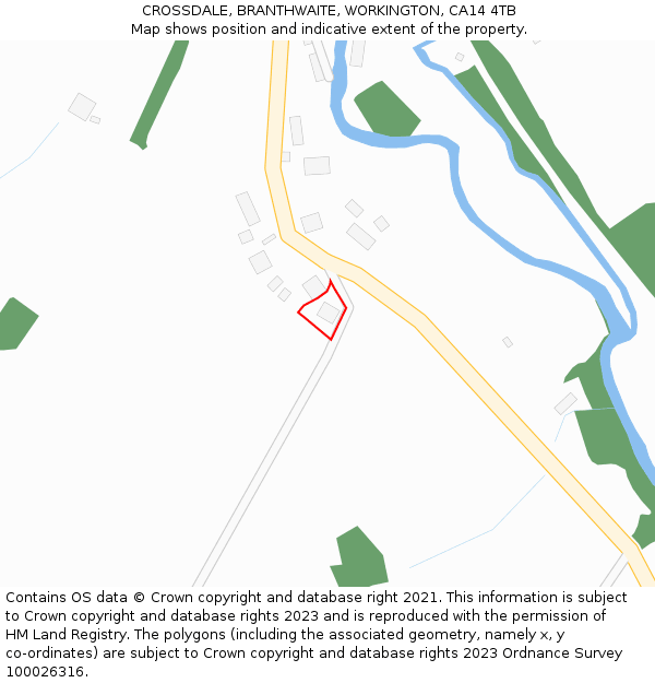 CROSSDALE, BRANTHWAITE, WORKINGTON, CA14 4TB: Location map and indicative extent of plot