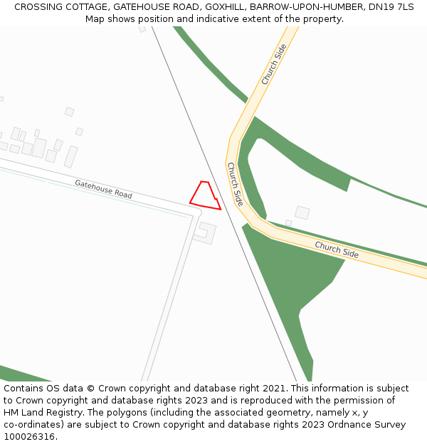 CROSSING COTTAGE, GATEHOUSE ROAD, GOXHILL, BARROW-UPON-HUMBER, DN19 7LS: Location map and indicative extent of plot