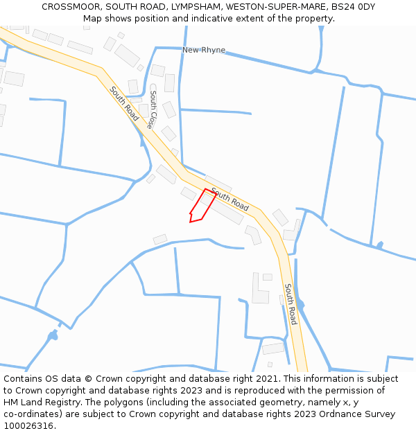 CROSSMOOR, SOUTH ROAD, LYMPSHAM, WESTON-SUPER-MARE, BS24 0DY: Location map and indicative extent of plot