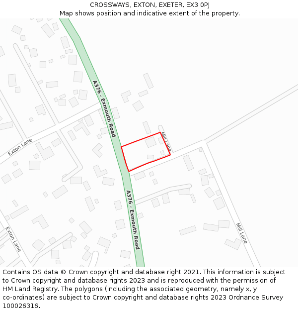 CROSSWAYS, EXTON, EXETER, EX3 0PJ: Location map and indicative extent of plot