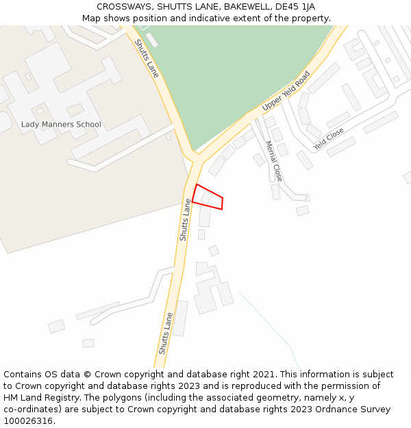 CROSSWAYS, SHUTTS LANE, BAKEWELL, DE45 1JA: Location map and indicative extent of plot