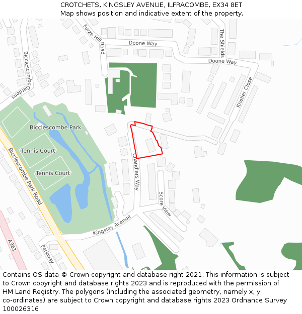 CROTCHETS, KINGSLEY AVENUE, ILFRACOMBE, EX34 8ET: Location map and indicative extent of plot