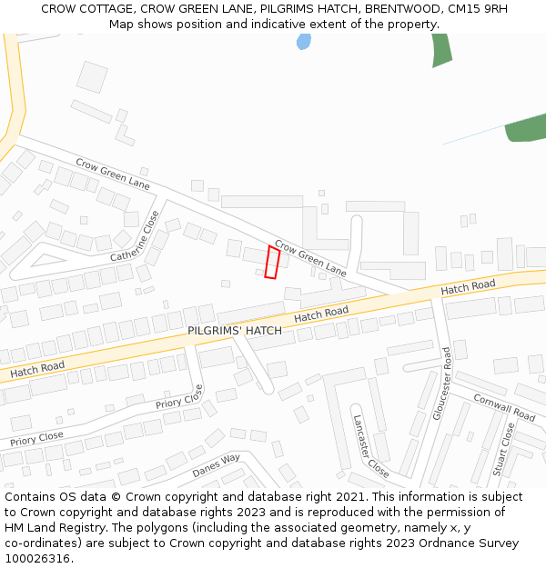 CROW COTTAGE, CROW GREEN LANE, PILGRIMS HATCH, BRENTWOOD, CM15 9RH: Location map and indicative extent of plot