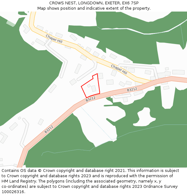 CROWS NEST, LONGDOWN, EXETER, EX6 7SP: Location map and indicative extent of plot