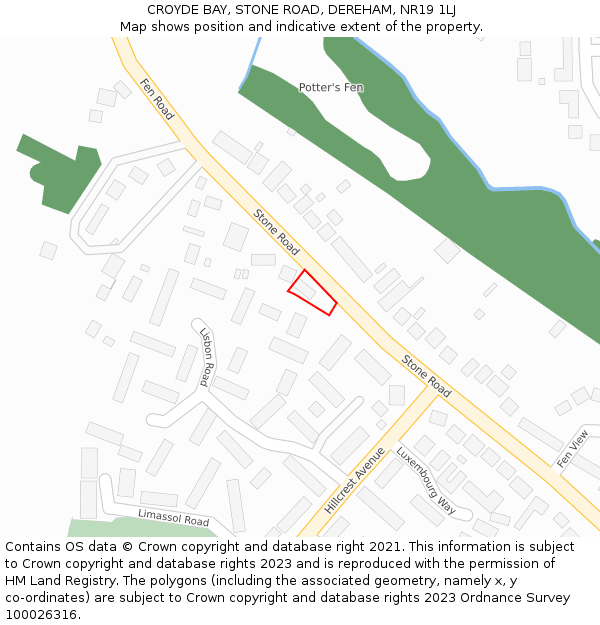 CROYDE BAY, STONE ROAD, DEREHAM, NR19 1LJ: Location map and indicative extent of plot