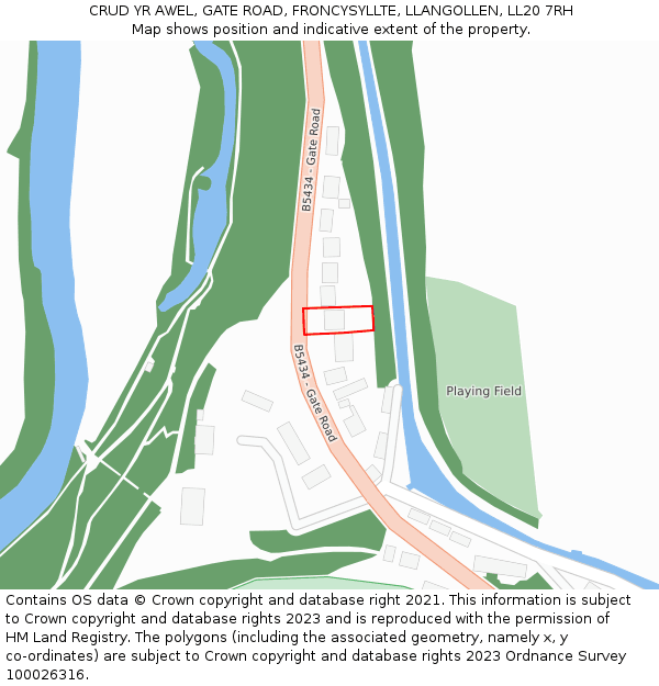CRUD YR AWEL, GATE ROAD, FRONCYSYLLTE, LLANGOLLEN, LL20 7RH: Location map and indicative extent of plot