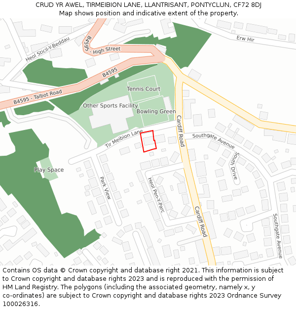 CRUD YR AWEL, TIRMEIBION LANE, LLANTRISANT, PONTYCLUN, CF72 8DJ: Location map and indicative extent of plot