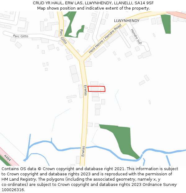 CRUD YR HAUL, ERW LAS, LLWYNHENDY, LLANELLI, SA14 9SF: Location map and indicative extent of plot