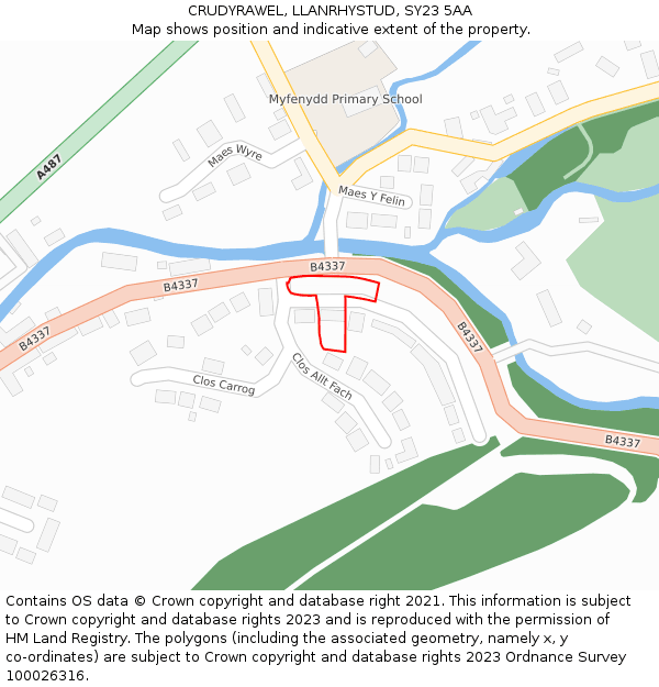 CRUDYRAWEL, LLANRHYSTUD, SY23 5AA: Location map and indicative extent of plot