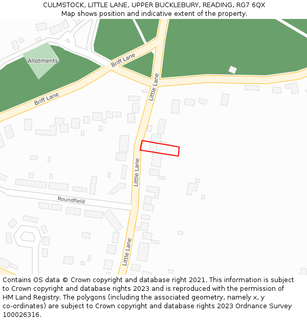 CULMSTOCK, LITTLE LANE, UPPER BUCKLEBURY, READING, RG7 6QX: Location map and indicative extent of plot