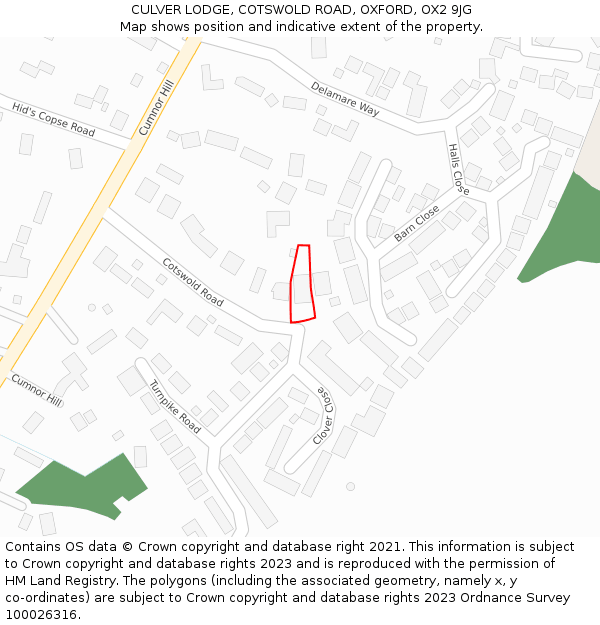 CULVER LODGE, COTSWOLD ROAD, OXFORD, OX2 9JG: Location map and indicative extent of plot