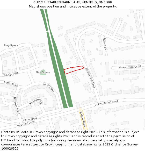 CULVER, STAPLES BARN LANE, HENFIELD, BN5 9PR: Location map and indicative extent of plot