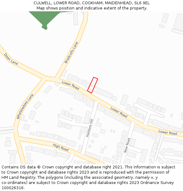 CULWELL, LOWER ROAD, COOKHAM, MAIDENHEAD, SL6 9EL: Location map and indicative extent of plot