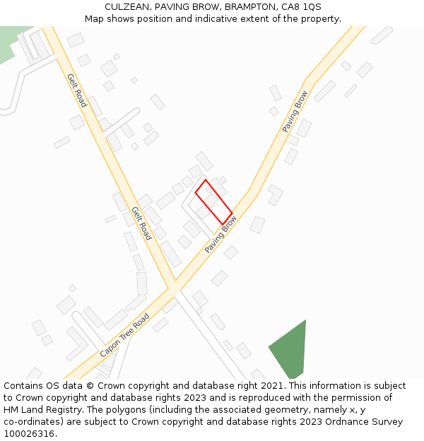 CULZEAN, PAVING BROW, BRAMPTON, CA8 1QS: Location map and indicative extent of plot