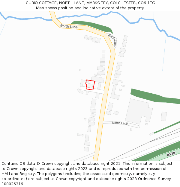 CURIO COTTAGE, NORTH LANE, MARKS TEY, COLCHESTER, CO6 1EG: Location map and indicative extent of plot