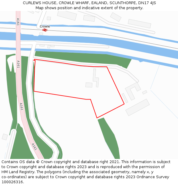 CURLEWS HOUSE, CROWLE WHARF, EALAND, SCUNTHORPE, DN17 4JS: Location map and indicative extent of plot