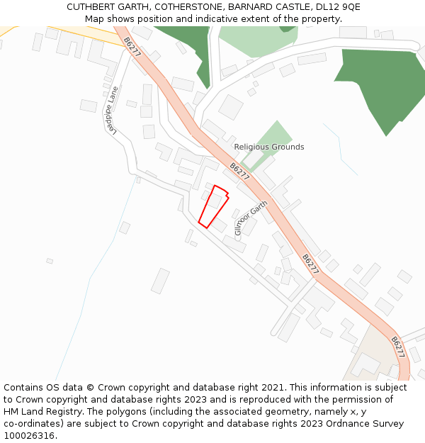 CUTHBERT GARTH, COTHERSTONE, BARNARD CASTLE, DL12 9QE: Location map and indicative extent of plot