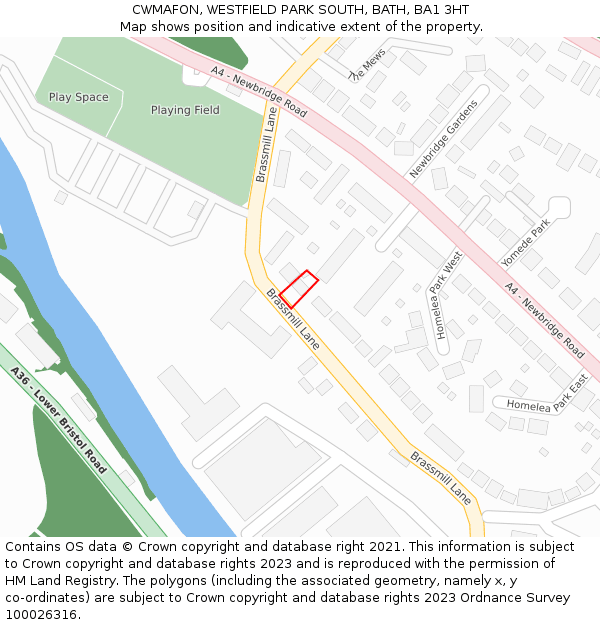 CWMAFON, WESTFIELD PARK SOUTH, BATH, BA1 3HT: Location map and indicative extent of plot