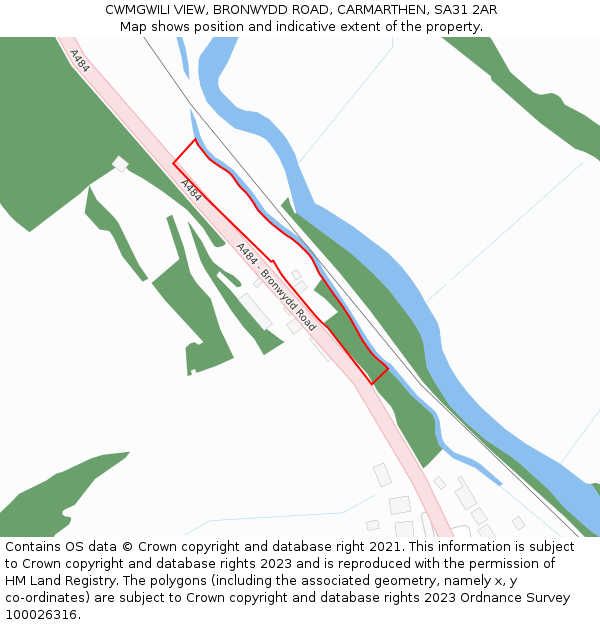 CWMGWILI VIEW, BRONWYDD ROAD, CARMARTHEN, SA31 2AR: Location map and indicative extent of plot