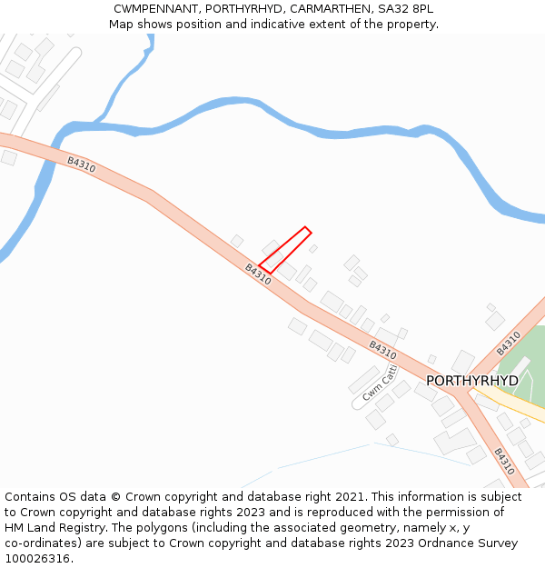 CWMPENNANT, PORTHYRHYD, CARMARTHEN, SA32 8PL: Location map and indicative extent of plot