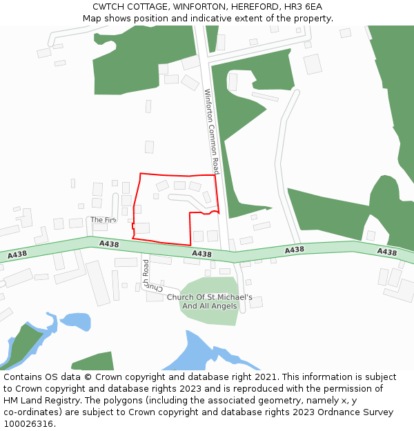 CWTCH COTTAGE, WINFORTON, HEREFORD, HR3 6EA: Location map and indicative extent of plot