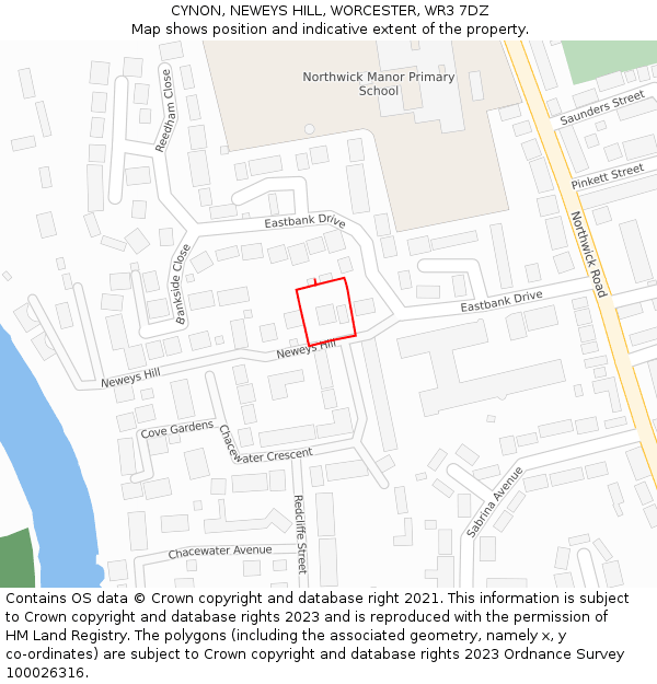 CYNON, NEWEYS HILL, WORCESTER, WR3 7DZ: Location map and indicative extent of plot