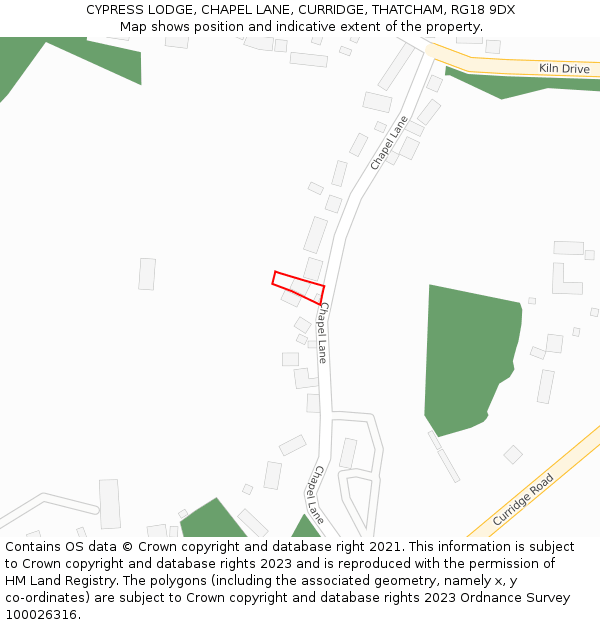 CYPRESS LODGE, CHAPEL LANE, CURRIDGE, THATCHAM, RG18 9DX: Location map and indicative extent of plot