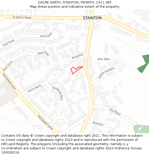 DACRE GARTH, STAINTON, PENRITH, CA11 0EP: Location map and indicative extent of plot