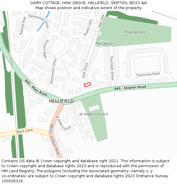 DAIRY COTTAGE, HAW GROVE, HELLIFIELD, SKIPTON, BD23 4JA: Location map and indicative extent of plot