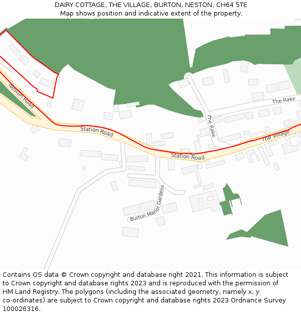 DAIRY COTTAGE, THE VILLAGE, BURTON, NESTON, CH64 5TE: Location map and indicative extent of plot