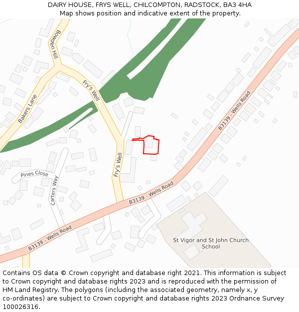 DAIRY HOUSE, FRYS WELL, CHILCOMPTON, RADSTOCK, BA3 4HA: Location map and indicative extent of plot