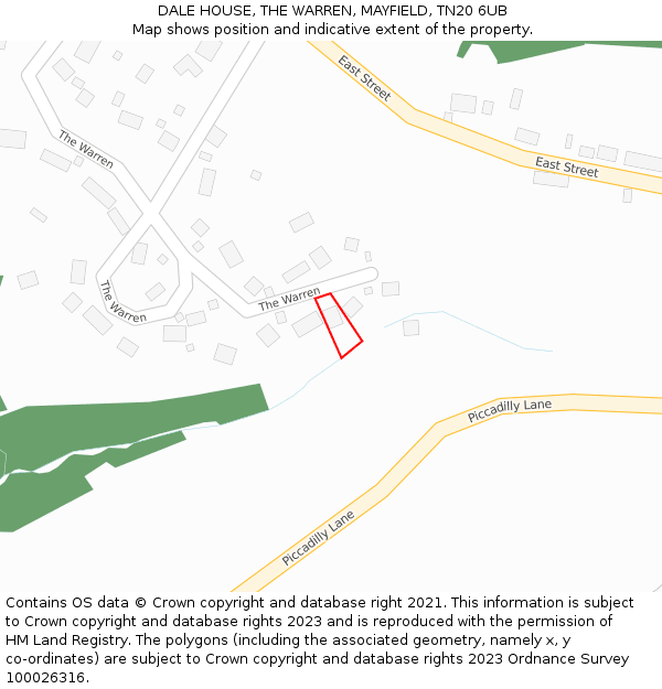 DALE HOUSE, THE WARREN, MAYFIELD, TN20 6UB: Location map and indicative extent of plot