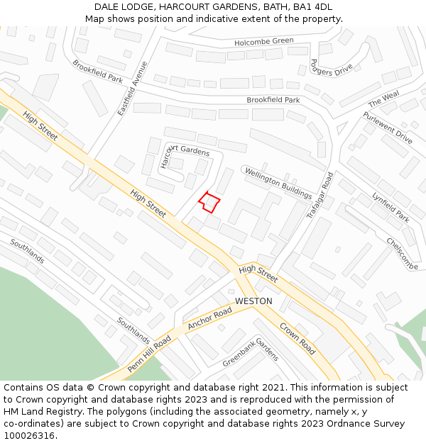 DALE LODGE, HARCOURT GARDENS, BATH, BA1 4DL: Location map and indicative extent of plot