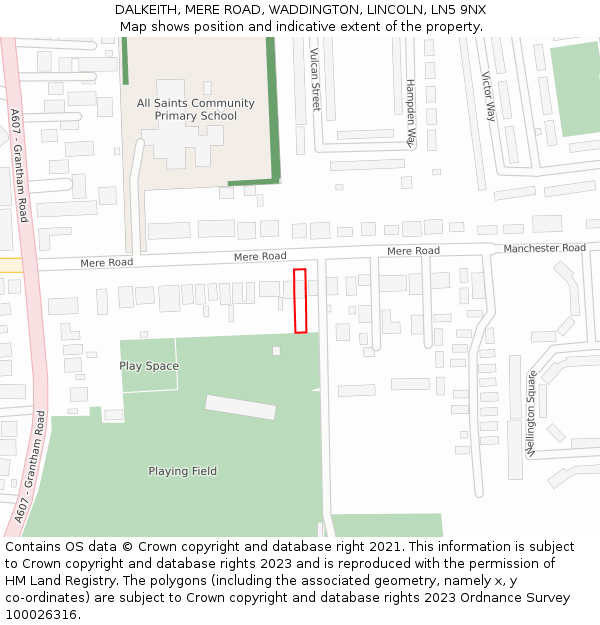 DALKEITH, MERE ROAD, WADDINGTON, LINCOLN, LN5 9NX: Location map and indicative extent of plot