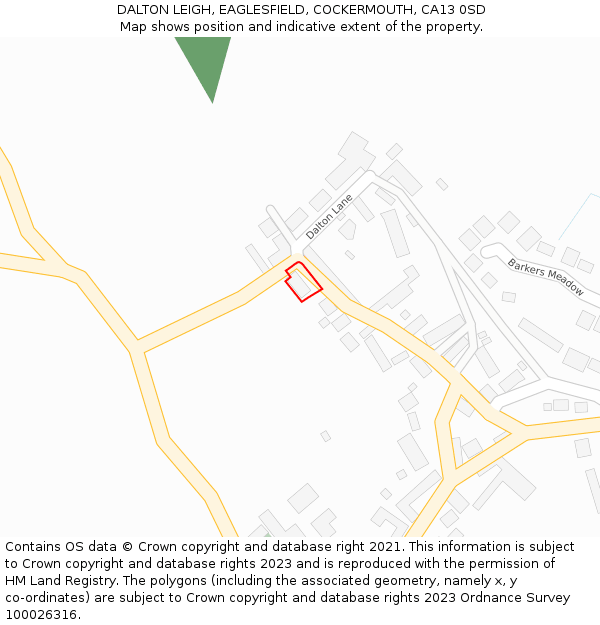 DALTON LEIGH, EAGLESFIELD, COCKERMOUTH, CA13 0SD: Location map and indicative extent of plot