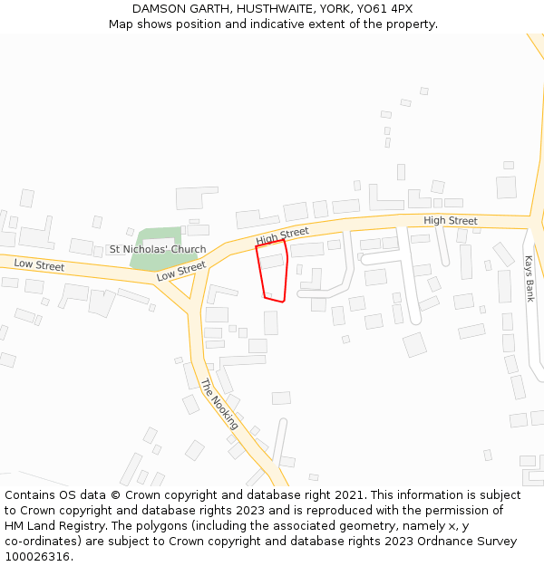 DAMSON GARTH, HUSTHWAITE, YORK, YO61 4PX: Location map and indicative extent of plot