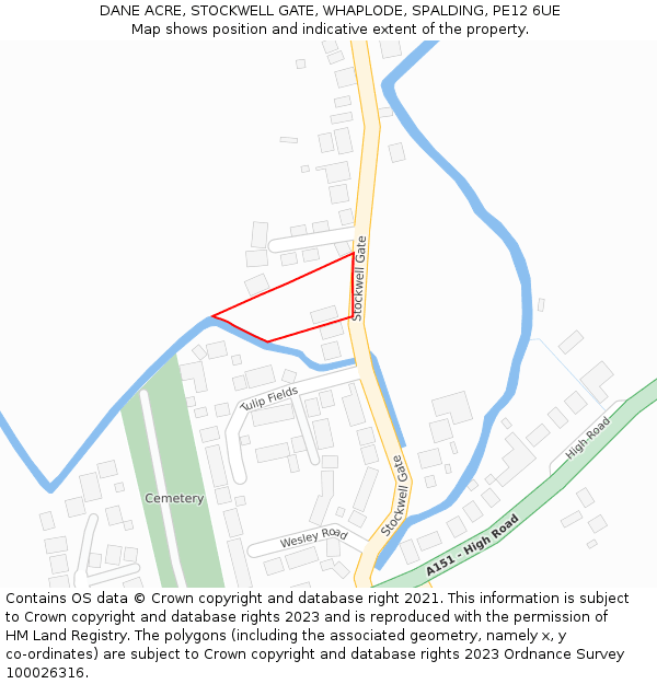 DANE ACRE, STOCKWELL GATE, WHAPLODE, SPALDING, PE12 6UE: Location map and indicative extent of plot