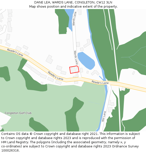 DANE LEA, WARDS LANE, CONGLETON, CW12 3LN: Location map and indicative extent of plot