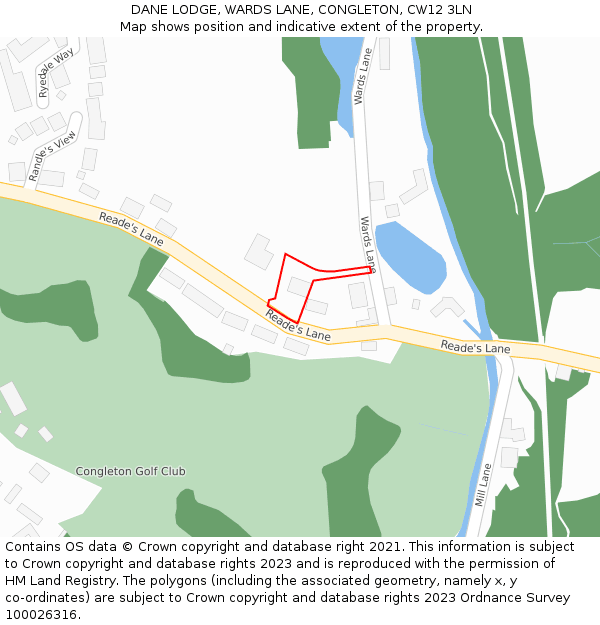 DANE LODGE, WARDS LANE, CONGLETON, CW12 3LN: Location map and indicative extent of plot