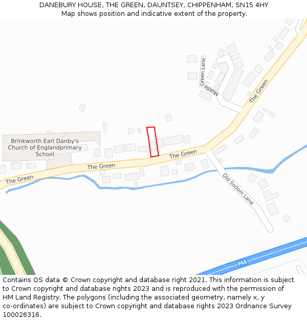 DANEBURY HOUSE, THE GREEN, DAUNTSEY, CHIPPENHAM, SN15 4HY: Location map and indicative extent of plot