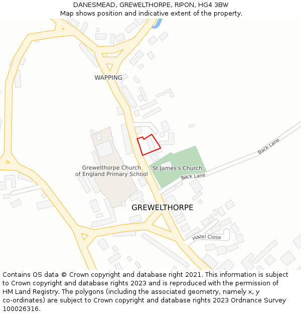 DANESMEAD, GREWELTHORPE, RIPON, HG4 3BW: Location map and indicative extent of plot