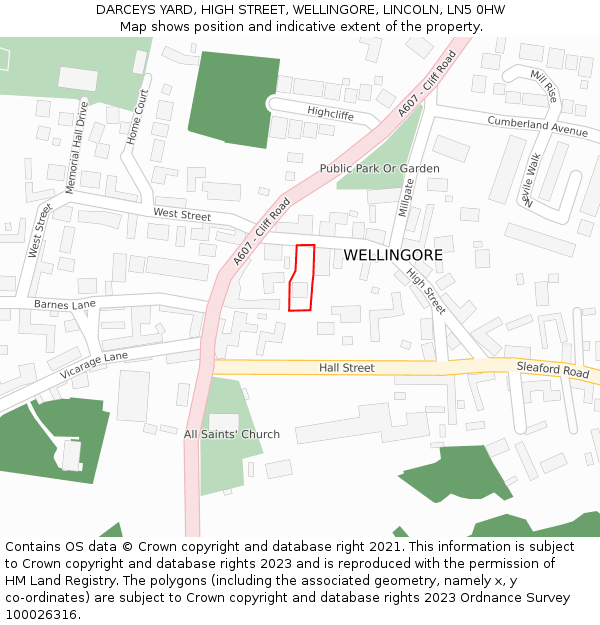 DARCEYS YARD, HIGH STREET, WELLINGORE, LINCOLN, LN5 0HW: Location map and indicative extent of plot