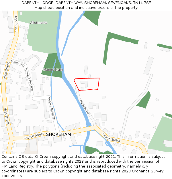 DARENTH LODGE, DARENTH WAY, SHOREHAM, SEVENOAKS, TN14 7SE: Location map and indicative extent of plot