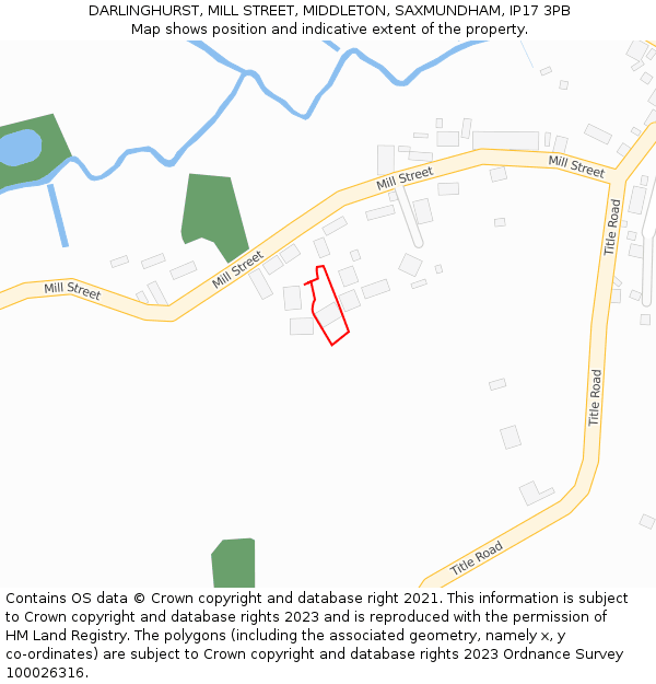 DARLINGHURST, MILL STREET, MIDDLETON, SAXMUNDHAM, IP17 3PB: Location map and indicative extent of plot