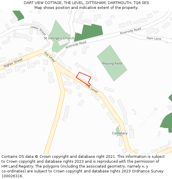 DART VIEW COTTAGE, THE LEVEL, DITTISHAM, DARTMOUTH, TQ6 0ES: Location map and indicative extent of plot