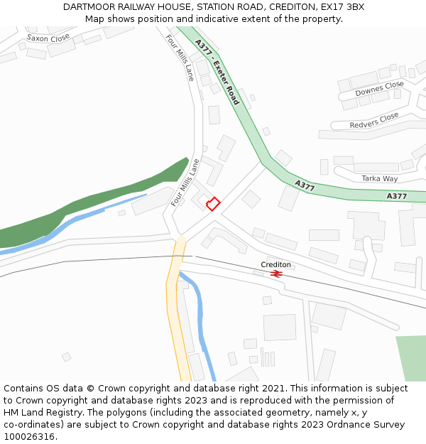 DARTMOOR RAILWAY HOUSE, STATION ROAD, CREDITON, EX17 3BX: Location map and indicative extent of plot