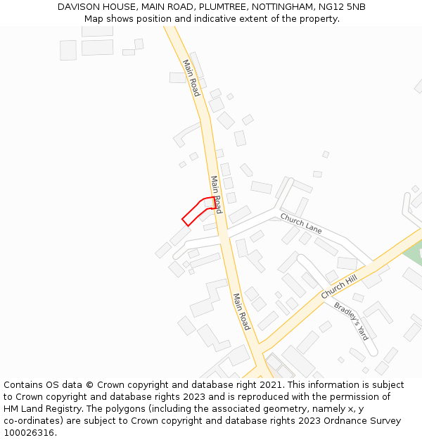 DAVISON HOUSE, MAIN ROAD, PLUMTREE, NOTTINGHAM, NG12 5NB: Location map and indicative extent of plot