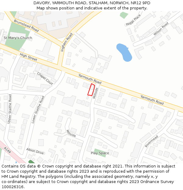 DAVORY, YARMOUTH ROAD, STALHAM, NORWICH, NR12 9PD: Location map and indicative extent of plot
