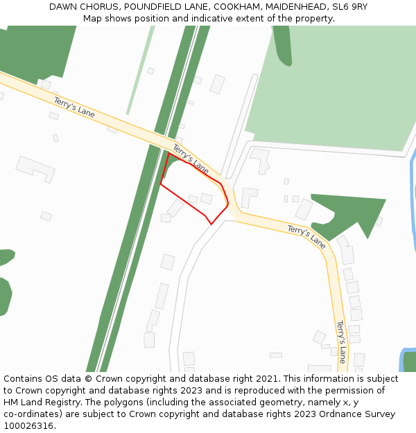 DAWN CHORUS, POUNDFIELD LANE, COOKHAM, MAIDENHEAD, SL6 9RY: Location map and indicative extent of plot