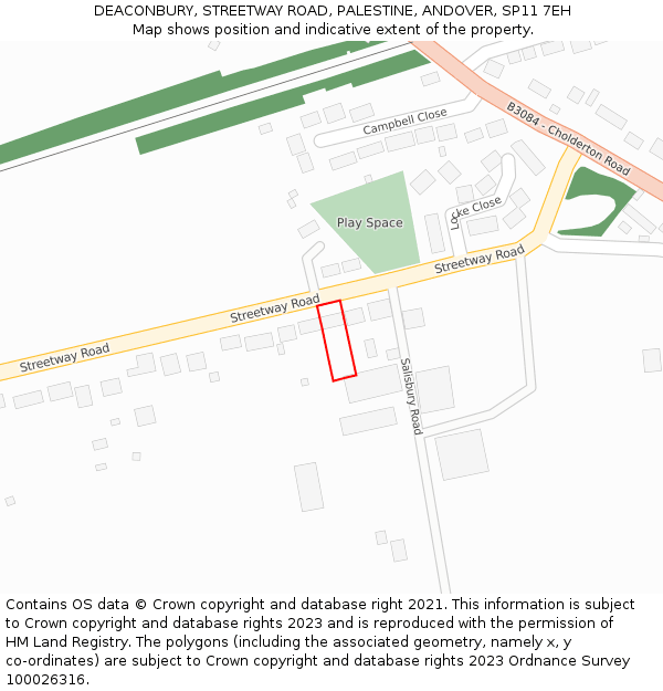 DEACONBURY, STREETWAY ROAD, PALESTINE, ANDOVER, SP11 7EH: Location map and indicative extent of plot